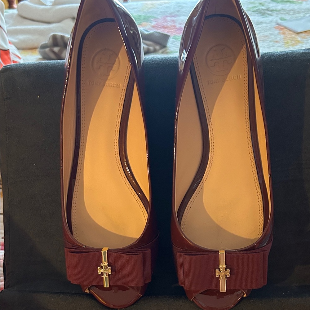 Tory Burch Burgundy Patent Leather Heels